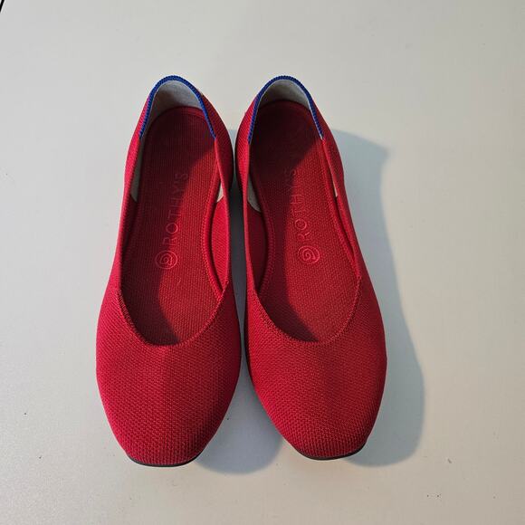 Rothy's Cardinal Red Square Toe Flats Size 9 - Picture 1 of 6